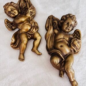 Elegant Gold Angel Wall Sculptures